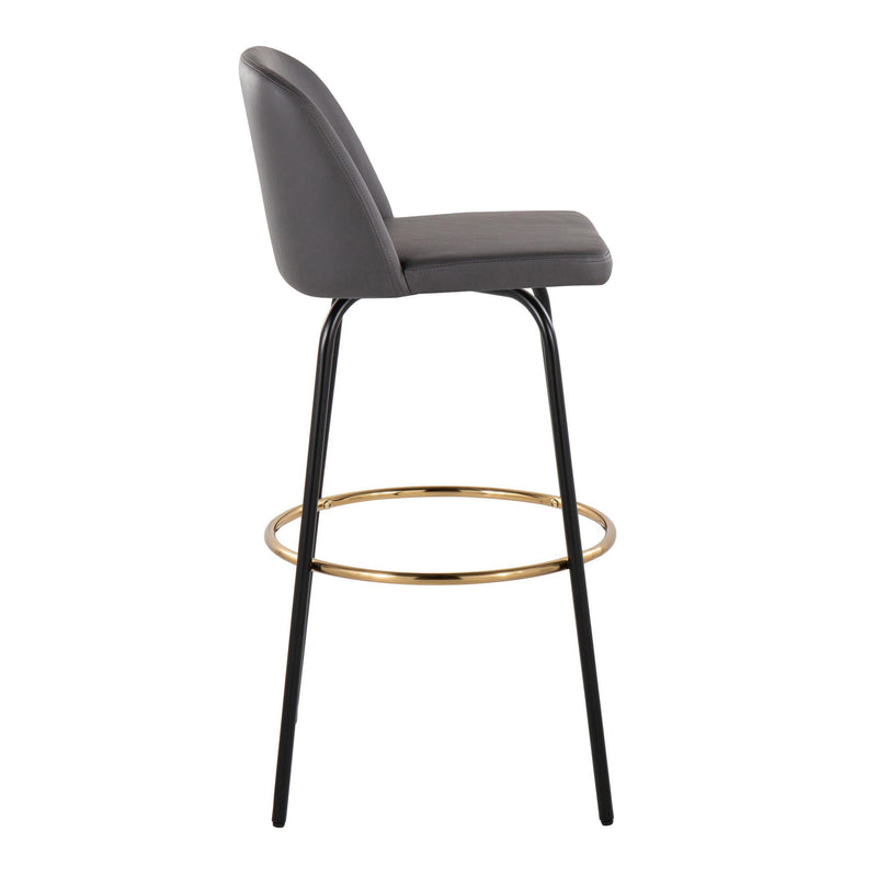 Toriano - Contemporary Fixed Height, Barstool With Swivel & Round Footrest (Set of 2)