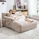 Chenille Interior Lazy Sofa Chaise Longue Armchair With 3 Pillows And Armrests