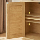 Contemporary Wave Shaped TV Stand With Rattan Doors