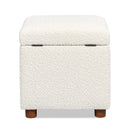 Upholstered Storage Ottoman - Ivory White