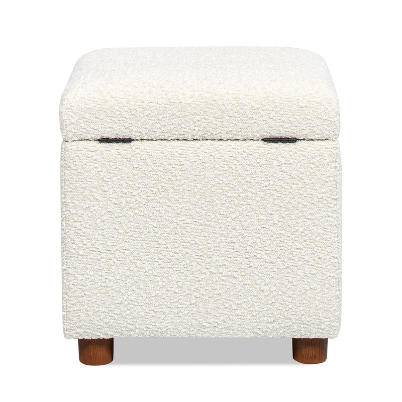 Upholstered Storage Ottoman - Ivory White