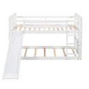 Twin Over Twin Bunk Bed with Slide and Ladder, White (Old SKU：LP000108AAK)