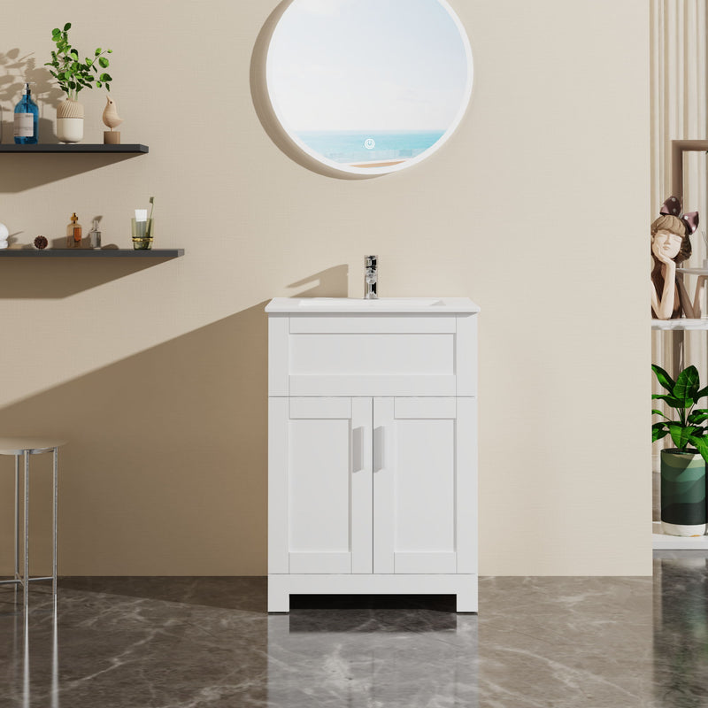 Sink Bathroom Vanity Laundry Cabinet Combo - White