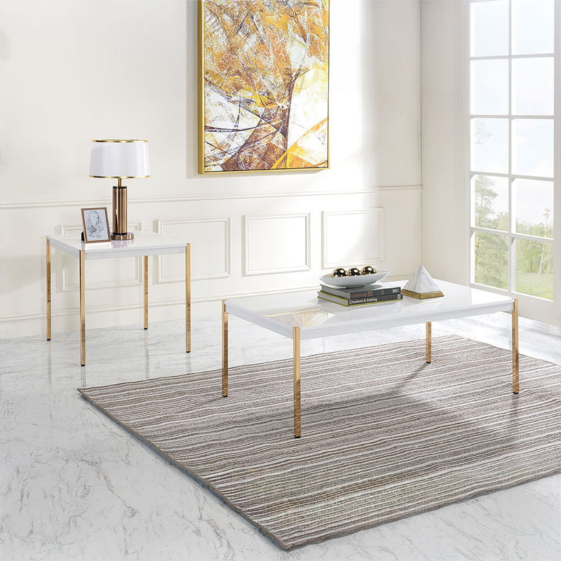 Otrac - Coffee Table - White & Gold Finish