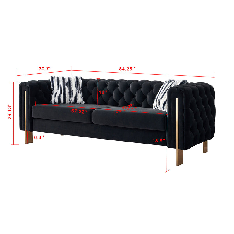 Chesterfield - Modern Tufted Velvet Living Room Sofa, 84.25''W Couch