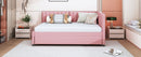 Full Size Upholstered Daybed with Trundle Sofa Bed Frame No Box Spring Needed, Linen Fabric(Pink)