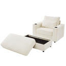 Modern Style Armchair Chaise Lounge Sofa Couch With Movable Storage Ottoman, USB Ports, Cup Holders, Phone Holder, Side Pockets