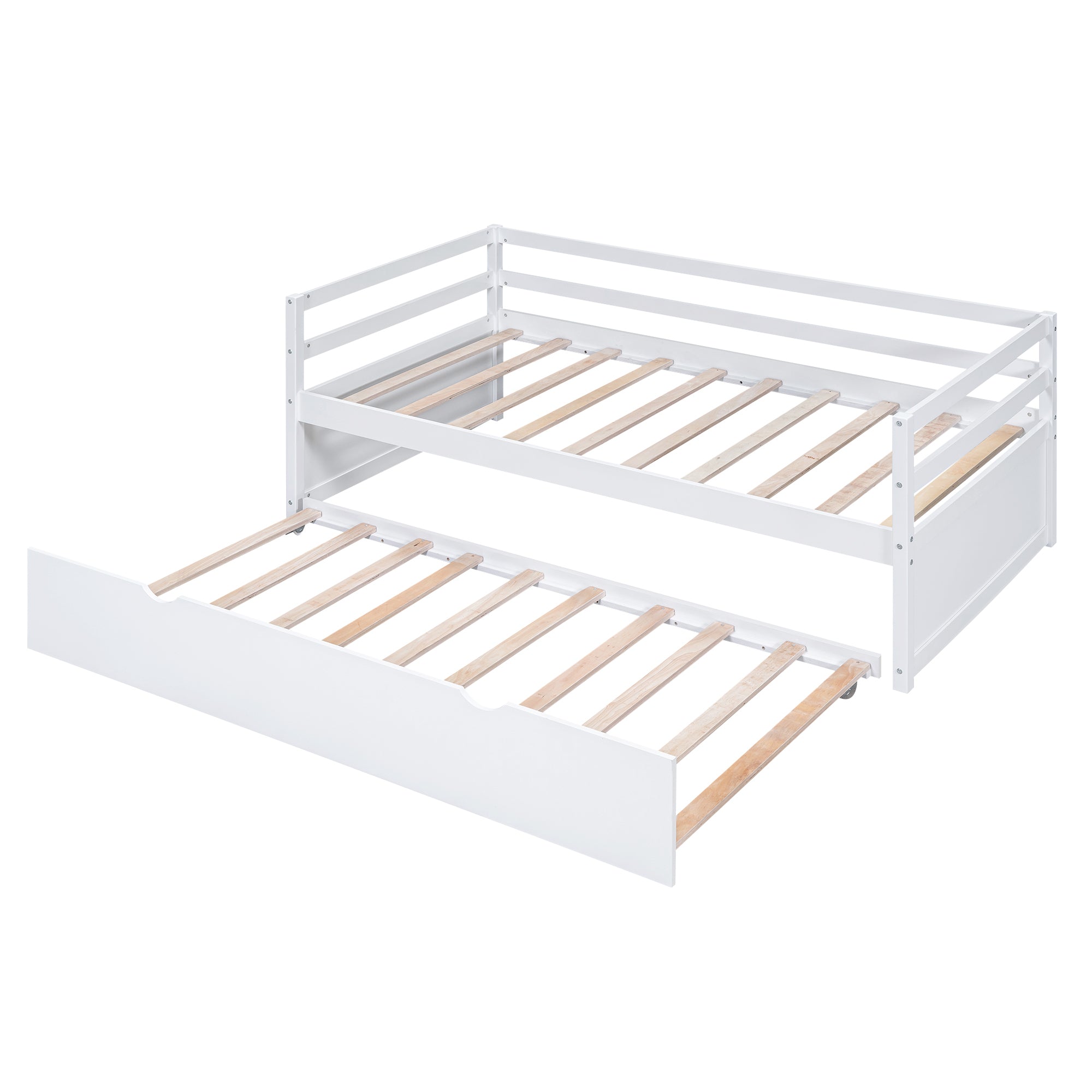 Twin Size Wood Daybed with Twin Size Trundle, White - Atlantic Fine Furniture Melbourne FL