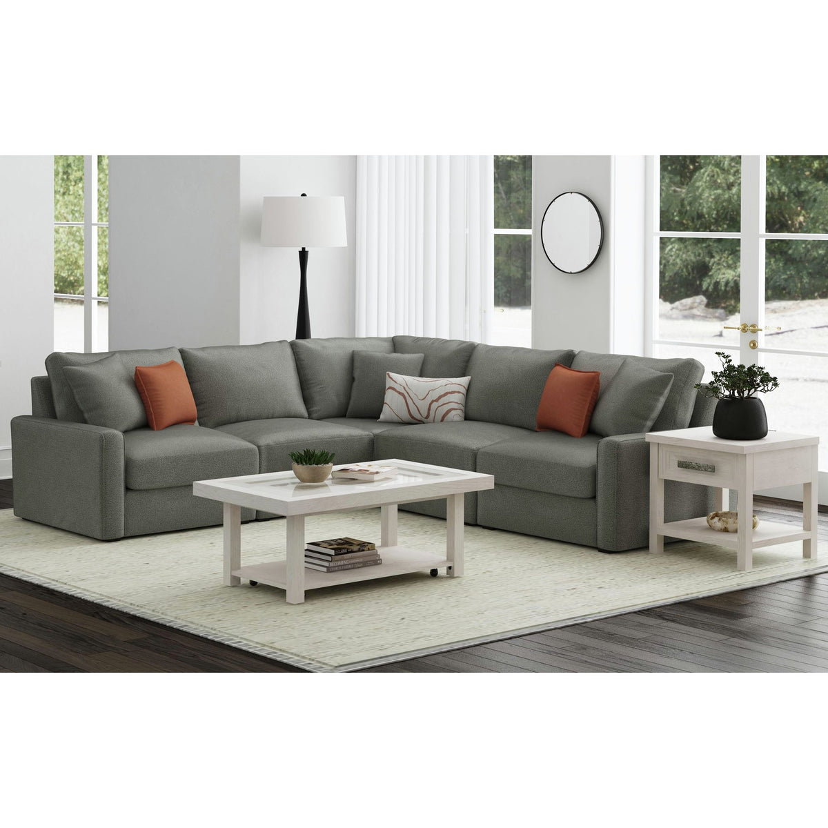Avalanche End Table With USB in Antique White by Elements International, view 8