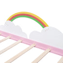 Twin Size Bed With Clouds And Rainbow Decor - Pink / White