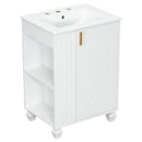 Classic Retro Bathroom Vanity With Sink, Door Shelf, Side Open Storage Frame