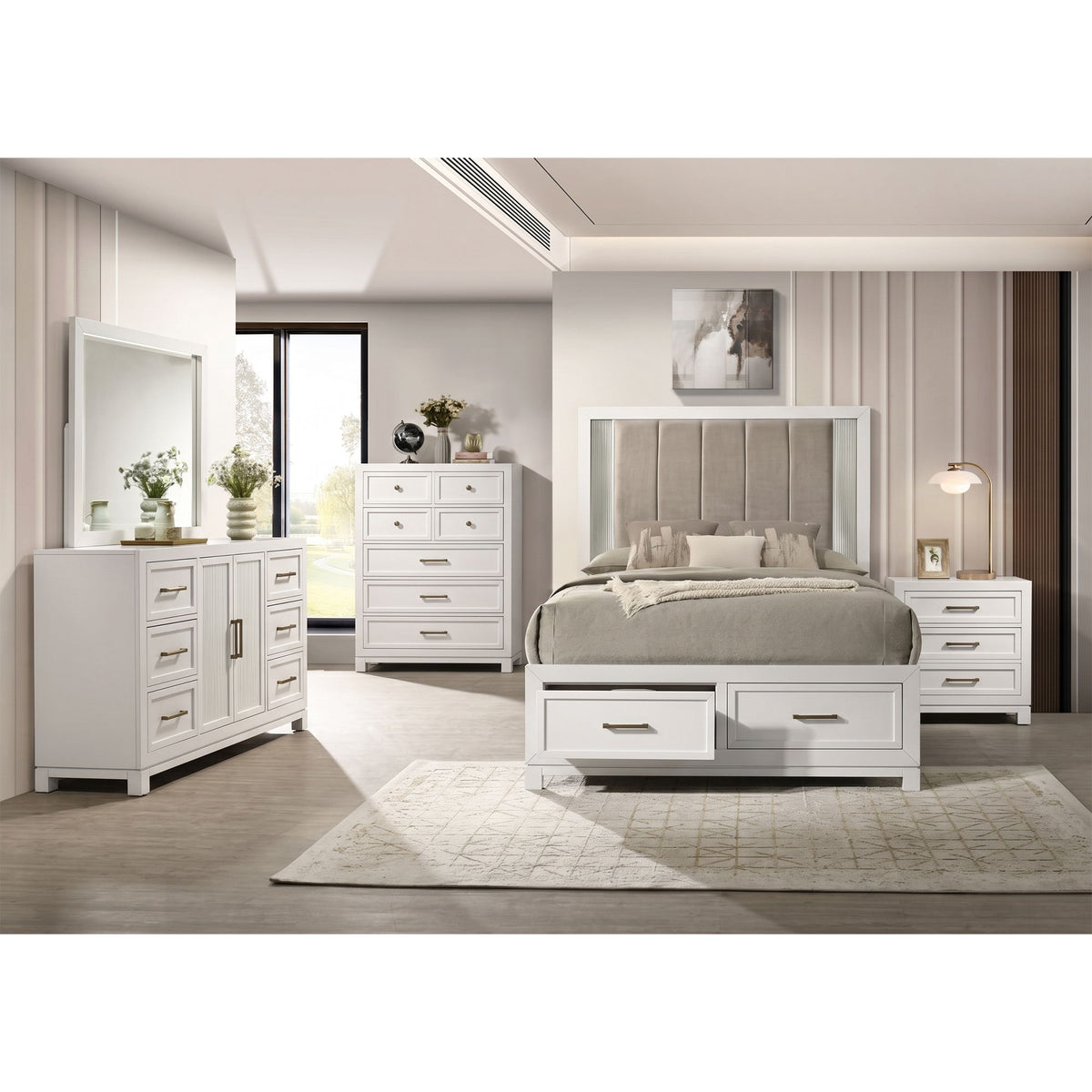 Baystorm Nightstand With Hidden Drawer, USBC 1A+1C in White by Elements International