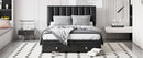 Full Size Upholstered Bed with Hydraulic Storage System and Drawer, Black