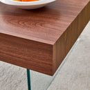 Natural Style Coffee Table With Glass Legs - Wood Grain Texture