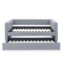 Inspired Upholstered Daybed With Trundle, Button Tufted