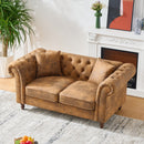 Chesterfield Loveseat, High Tech Fabric Roll Armrest