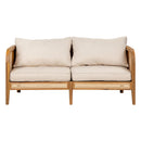 Kirkby - Bohemian Outdoor Patio Cushioned Sofa Weatherproof 56.25In - Teak / Beige