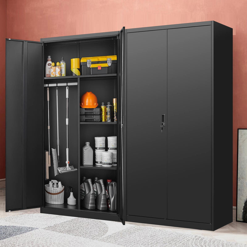Large Capacity Wardrobe With Hanging Rod And Compartments