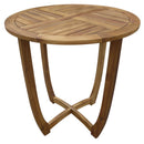 Outdoor Circular Wood Bistro Table With Curved Legs And Slat Panel Table Top - Teak