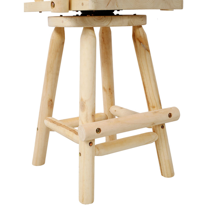 Rustic Bar Stool, Fir Wood Construction, Wide Armrest
