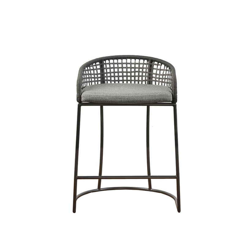Coastal Woven Counter Stool With Upholstered Seat