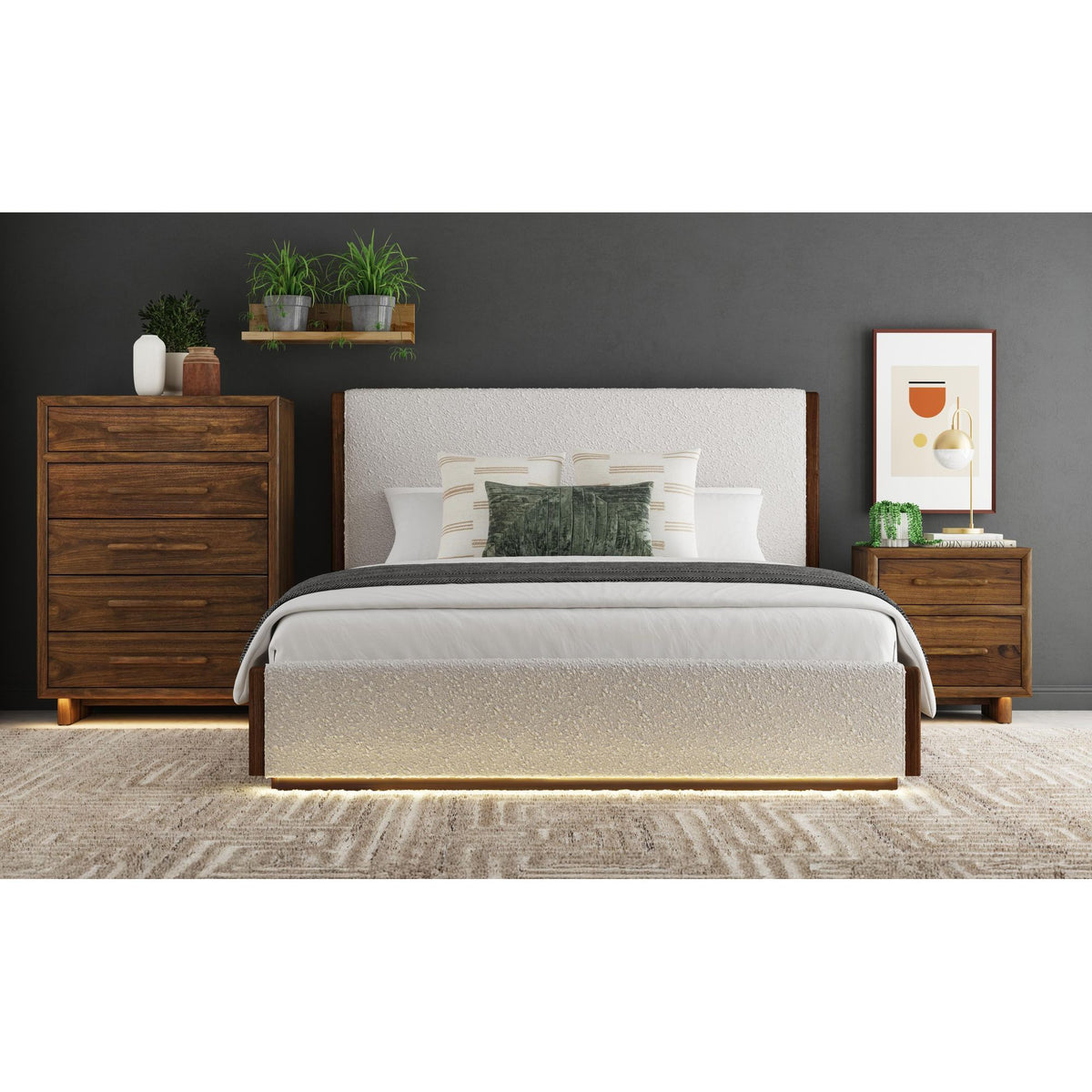 Brisbane Nightstand With USBC And LED in Brown by Elements International, view 11