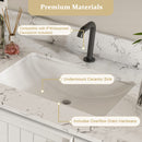 37" Bathroom Vanity, Multi Functional Cabinet With Doors And Drawers, Frame, Single Faucet Hole - White