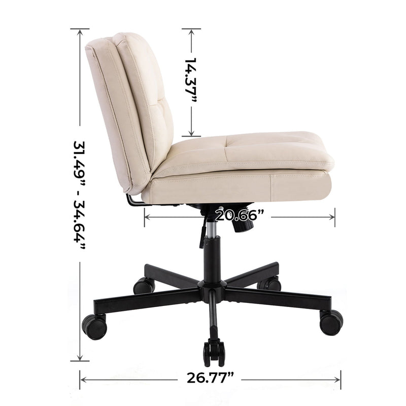 Large Size Armless Home Office Desk Chair Vanity Chair No Wheels