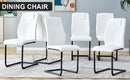 Modern dining chairs with faux leather upholstered seats - dining room chairs with metal legs, suitable for kitchen, living room, bedroom, dining room side chairs, set of 6 pieces (white+PU leather)