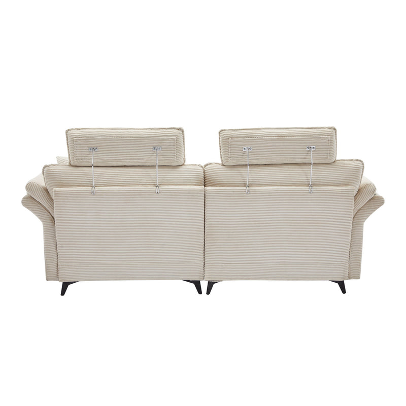 Modern Corduroy Deep Seat Sectional Sofa With Ottoman