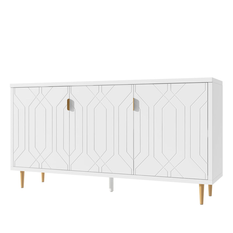 Modern TV Stand With 3 Doors And Adjustable Shelves