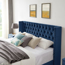 B100S King bed, Button designed Headboard,strong wooden slats + metal legs with Electroplate