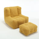 Modern Indoor Fluffy Bean Bag Chair With Memory Foam And Ottoman, Super Soft