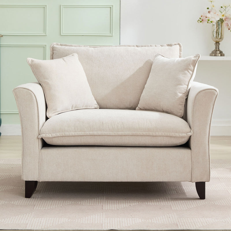 Oversized Armchair, Chenille Fabric, Comfy Chair And A Half Single Sofa With Pillow For Living Room