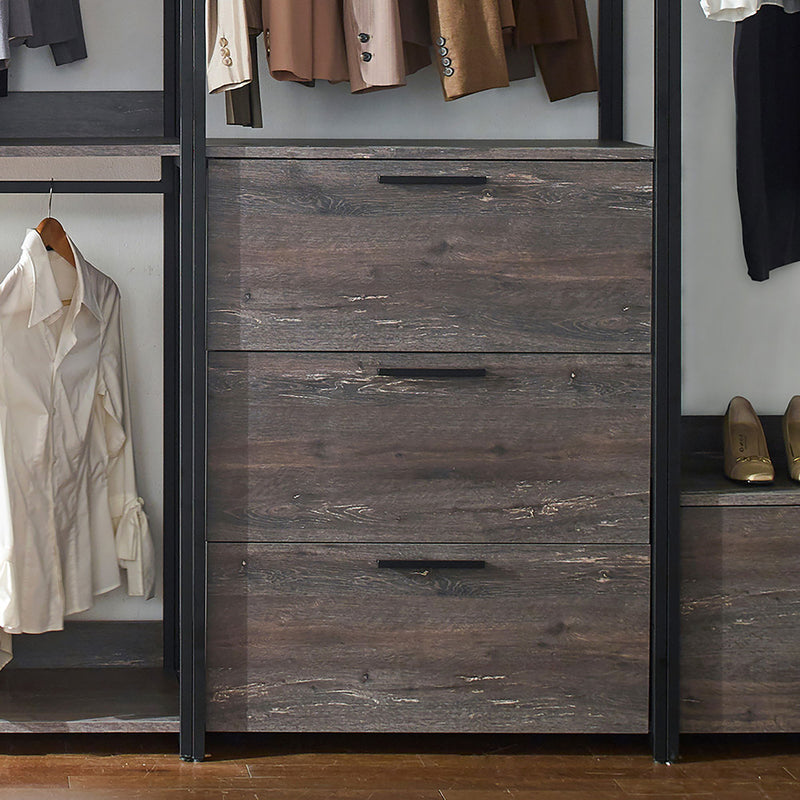 Monica - Wood Walk In Closet System With Modular Design Melamine - Rustic
