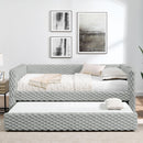 Modern Twin Size Daybed Upholstered Sofa Bed With Pull Out Feature - Dark Gray