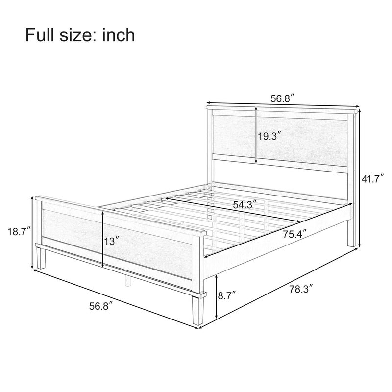 Mid-Century Platform Bed With Headboard And Slat Support, No Box Spring Needed