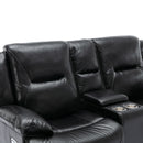 2 Seater Home Theater Recliner Manual Recliner Chair With A LED Light Strip Two Cup Holders And A Storage Box For Living Room