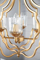 4 Light Metal Chandelier, Hanging Light Fixture With Adjustable Chain For Kitchen, Bulb Not Included - Gold