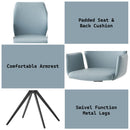 Segismunda - Arm Chair With Swivel - Light Blue Leather & Black
