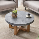Modern Retro Texture Round Coffee Table With Crossed Legs - Gray
