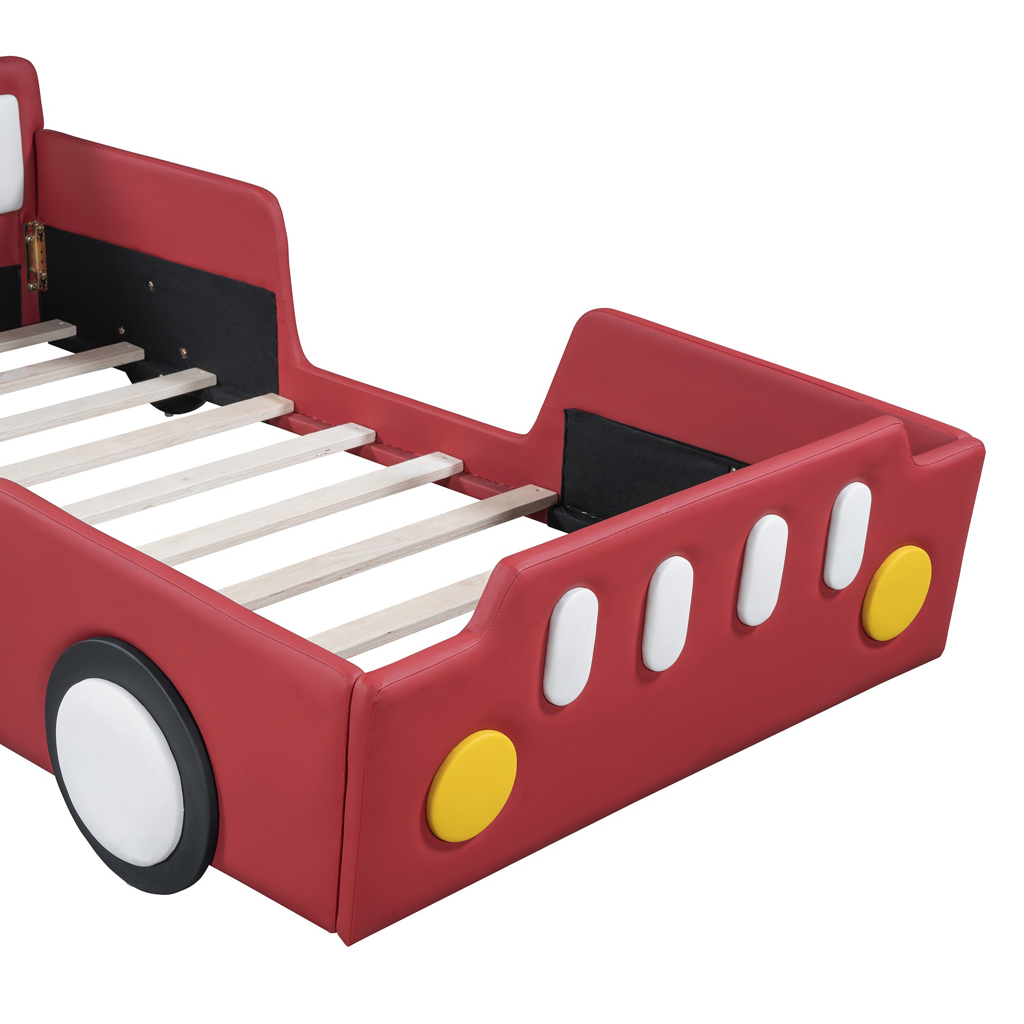 Twin Size Race Car-Shaped Platform Bed with Wheels,Red - Atlantic Fine Furniture Melbourne FL