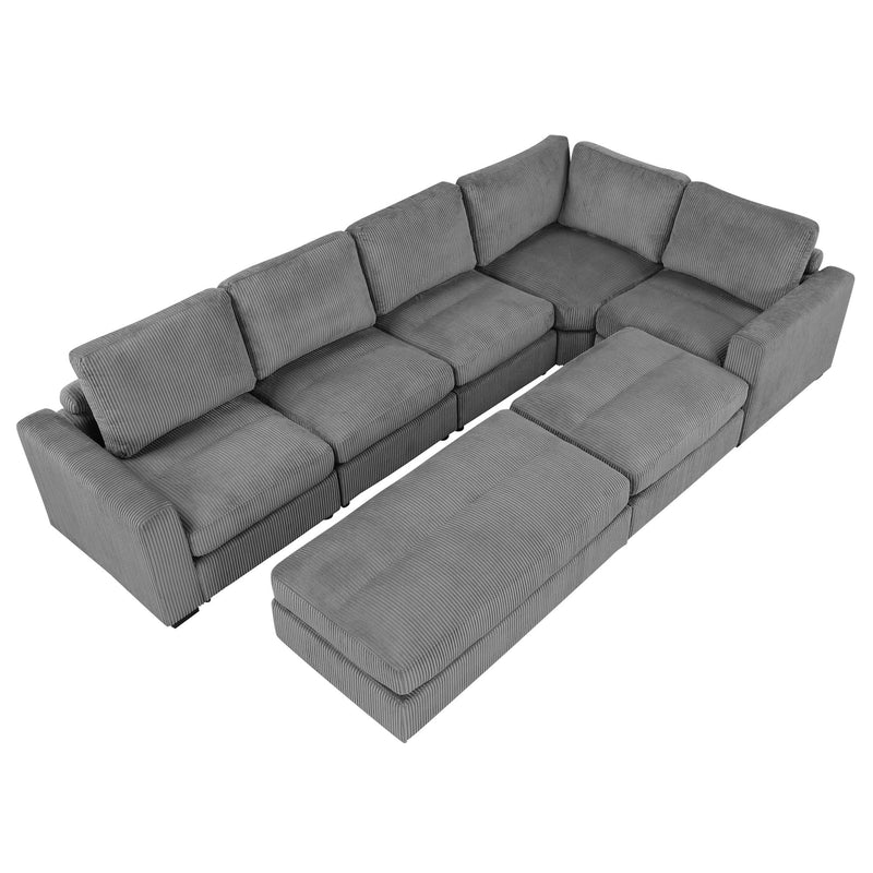 Sectional Couch Sofa Bed Modular Sofa With Two Movable Ottomans For Living Room