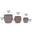 3 Pieces Ceramic Flowerpot, Planter For Patio & Garden Or Windowsills - Antique Yellow
