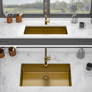 Gold Finish Undermount Stainless Steel Kitchen Sink 32" X 19" 16 Gauge Deep Single Bowl