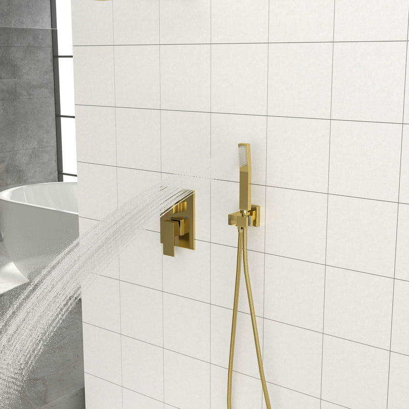 Dual Shower Head System With 12" Square Rain Shower And Rough In Valve