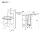 5 Piece Wooden Counter Height Dining Set With Padded Chairs, Storage Shelving