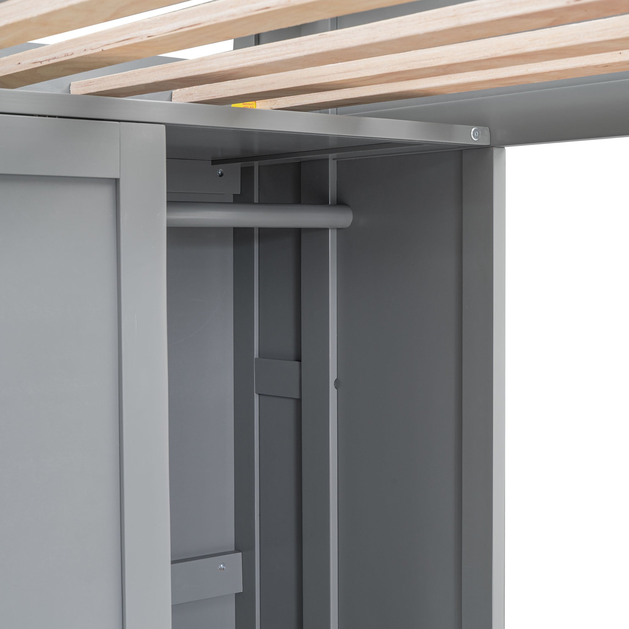 Wood Twin Size Loft bed with Multiple Storage Shelves and Wardrobe, Gray - Atlantic Fine Furniture Melbourne FL