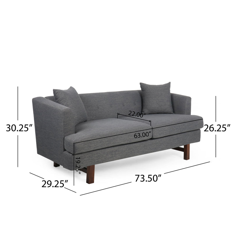 Comfy 3 Seat Sofa With Wooden Legs, For Living Room And Study - Charcoal