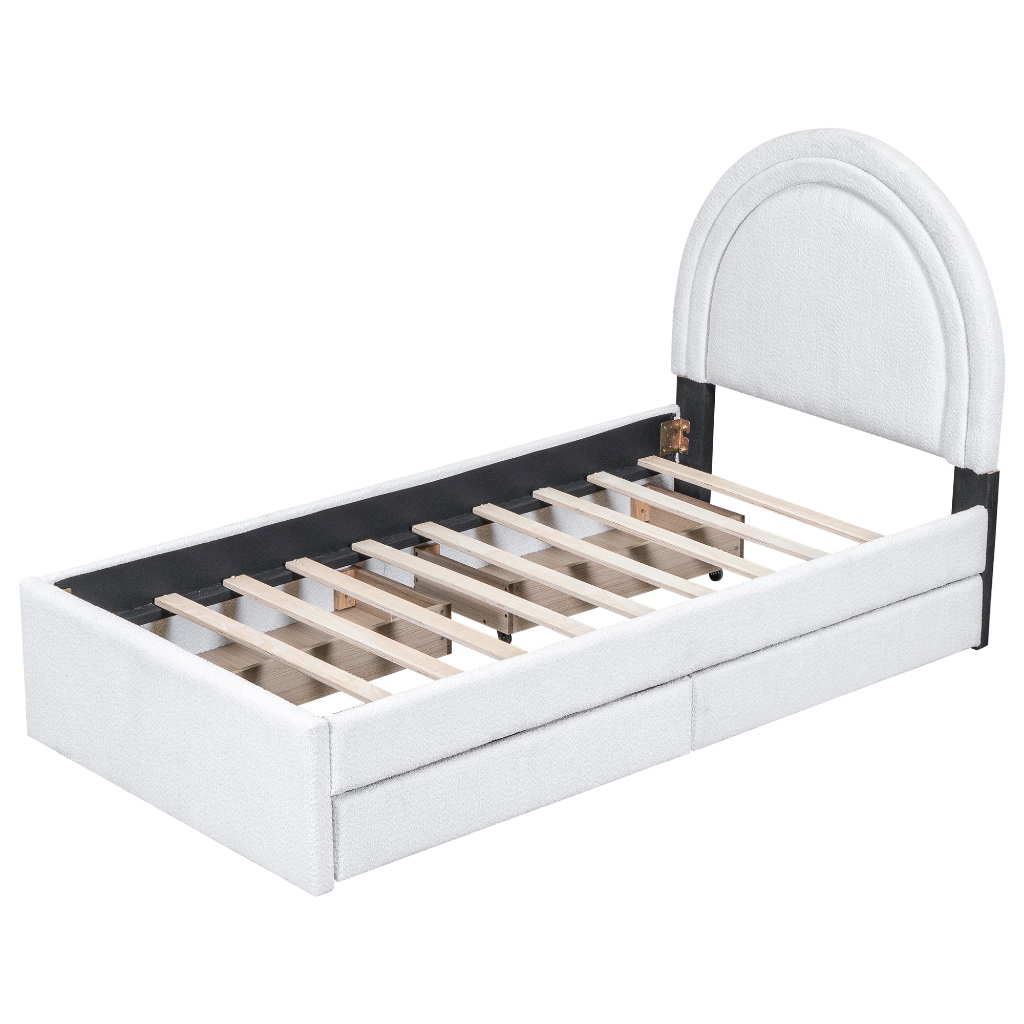 Teddy Upholstered Platform Bed With Four drawers, Twin, White - Atlantic Fine Furniture Melbourne FL
